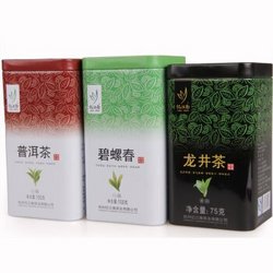 忆江南 龙井75g+碧螺春100g+普洱茶100g 组合装