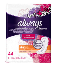 Always Discreet Incontinence Liners 超薄加长型护垫 44片