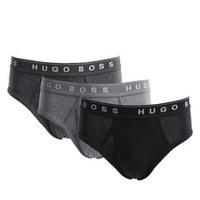 移动端：HUGO BOSS 雨果博斯 男款纯棉三角内裤 三只装（黑/浅灰/木炭灰）