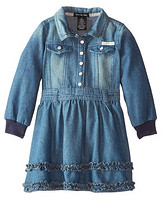 限5码：Calvin Klein Denim Dress 女童长袖牛仔连衣裙