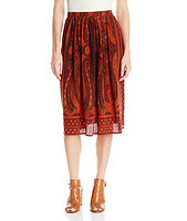 LUCKY BRAND Mirrored Batik 女款真丝半身裙