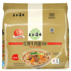 五谷道场 非油炸方便面 优选红烧牛肉 四连包 *2件