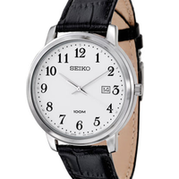 SEIKO 精工 Strap系列 SUR113 男款时装腕表 (皮革、白色、圆形)