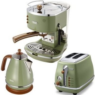 Delonghi 德龙 ECO311半自动咖啡机+CTO2003多士炉+KBO2001电水壶套装 复古绿