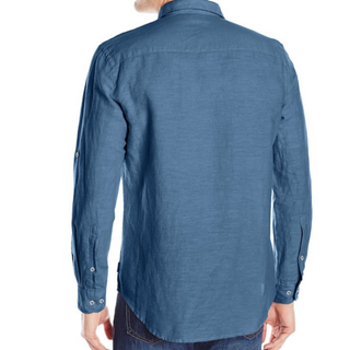 Perry Ellis Solid Linen Cotton 男士长袖衬衫（5色）