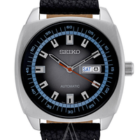SEIKO 精工 Recraft系列 SNKN01 男款机械表 44mm 黑色 不锈钢 黑色 牛皮