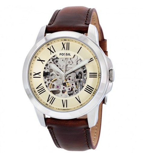 FOSSIL Grant系列 ME3099 男款机械表 45mm 镂空 棕色 皮革