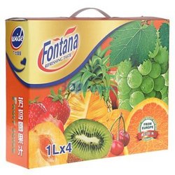 Fontana 芳塔娜 石榴葡萄苹果汁1L*4瓶/组