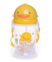 PIYOPIYO 黄色小鸭 滑盖自动吸管水壶  350ml