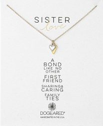 DOGEARED Sister Love Petite Heart w/ Cupid Heart 女士叠心项链