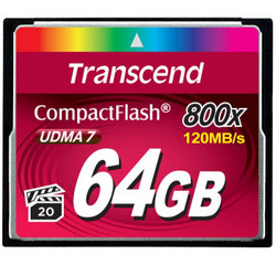 Transcend 创见 64GB 800X CF存储卡（读120Mb/s 写60Mb/s）