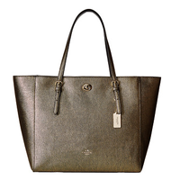 COACH 蔻驰 Metallic Turnlock 女士真皮手提包