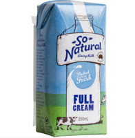 新低价：So Natural 全脂UHT牛奶 200ml*24盒*8件