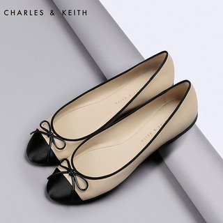 CHARLES & KEITH CK1-70300339 女士蝴蝶结圆头平底鞋