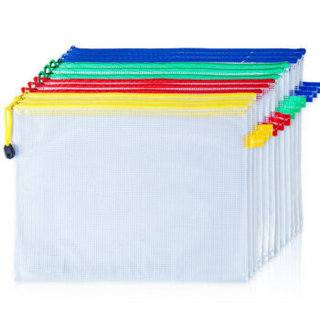 GuangBo 广博 12只装A4文件袋/PVC网格拉链袋/资料袋 颜色随机 P6001-1