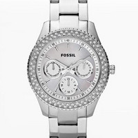 FOSSIL ES 2860 女款时装腕表 (不锈钢、圆形、白色)