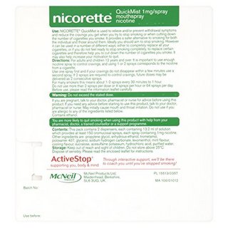 nicorette 力克雷 Quickmist Duo 戒烟喷雾