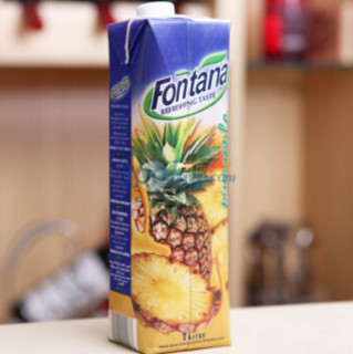 地中海塞浦路斯进口 芳塔娜（Fontana）菠萝汁100%纯果汁 1L*4瓶 果汁饮料 整箱礼盒