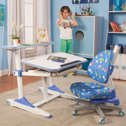 心家宜 儿童学习桌椅套装 M105+M201 公主粉/王子蓝