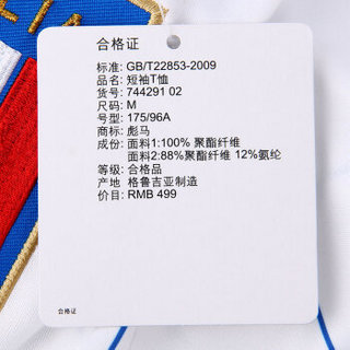 PUMA 彪马 FIGC Italia Away Shirt 744291 男款运动短袖T恤