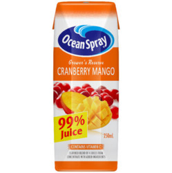 Ocean Spray 优鲜沛 果农精选 99% 蔓越莓芒果复合果汁 250ml X 6瓶