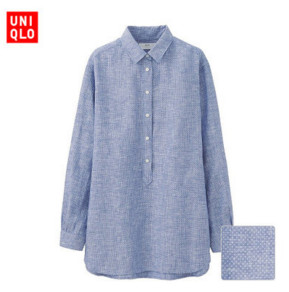 UNIQLO 优衣库 女装 171909 麻印花长衬衫