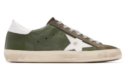 GOLDEN GOOSE Green Leather Superstar 男士低帮休闲鞋