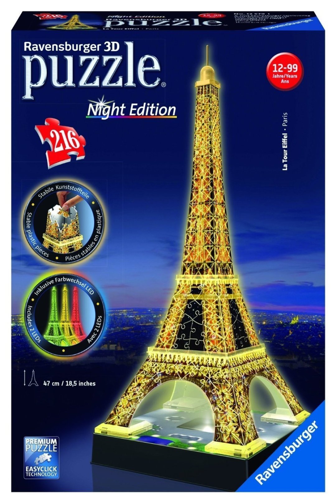 Ravensburger 睿思 3D埃菲尔铁塔夜景拼图 216片 开箱晒物