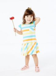 MINI MOOMOO 迷你莫莫 女婴童彩纹短袖连衣裙