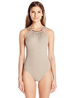 限尺码：VINCE CAMUTO High Neck Maillot 女士连体泳衣