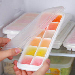 克来比 冰箱冰块盒 制冰盒 带盖 12格 大 做冰格的格子 创意家用制作冻冰块模具盒子 KLB1012 白色