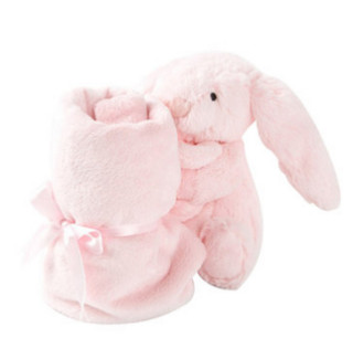 jELLYCAT 邦尼兔 婴儿害羞邦尼兔安抚巾 粉色 33cm