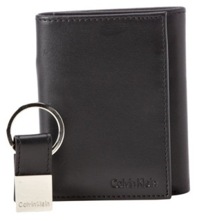 Calvin Klein Tri-Fold 男士真皮钱包+钥匙扣