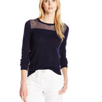 拉科斯特 LACOSTE Sheer Panel Crew  女士毛衣