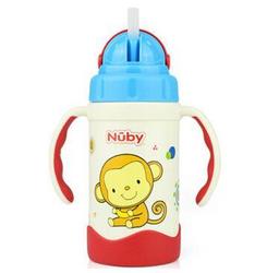 Nuby 努比 儿童保温杯 宝宝吸管学饮杯 新生儿婴儿水杯不锈钢带手柄保温壶280ml（小猴子）