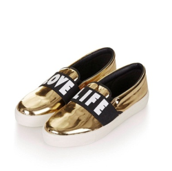 TOPSHOP LOVE LIFE 金色镜面乐福鞋