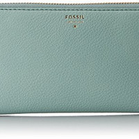 FOSSIL Sydney Zip 女士真皮长款钱包 Sea Glass