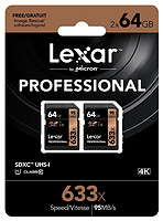 Lexar 雷克沙 Professional 633x SDHC存储卡（64GB、UHS-I） 两只装