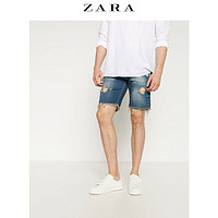 ZARA 男装 05575447407 剪洞牛仔短裤 