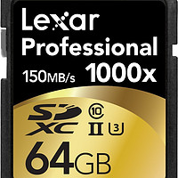 Lexar 雷克沙 Professional 1000x SDXC UHS-II高速SD卡 64GB 两只装