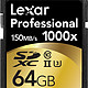  Lexar 雷克沙 Professional 1000x 64GB SDXC UHS-II 高速SD卡（读取150M/s、写入95M/s）两只装　