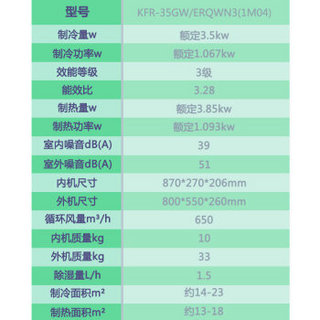 KELON 科龙 KFR-35GW/EFQSA3(1N10) 1.5匹变频冷暖 壁挂式空调