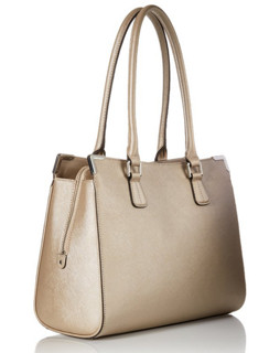 Calvin Klein Saffiano Colorblock 女士手提包 Metallic Taupe