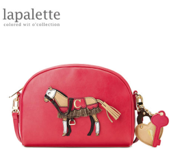  lapalette 经典小马 半月形斜挎包 红色