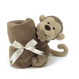 邦尼兔 jELLYCAT 婴儿软毛毯安抚巾 害羞猴子 棕色