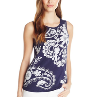 LUCKY BRAND Embroidered Knit 女士纯棉刺绣无袖上衣