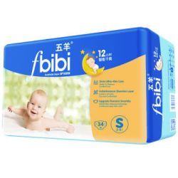 FIVERAMS 五羊 fbibi 智能干爽 婴儿纸尿裤S34片*3包 