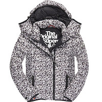 Superdry 极度干燥 Fuji Floral 女士修身双重拉链连帽夹克