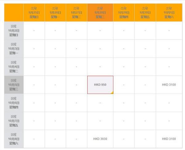 特价机票：国庆/红叶季 香港航空日本航线大促