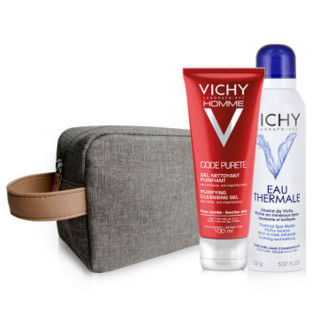 VICHY 薇姿 净颜控油 男士洁面啫喱 100ml+喷雾150ml+洗漱包